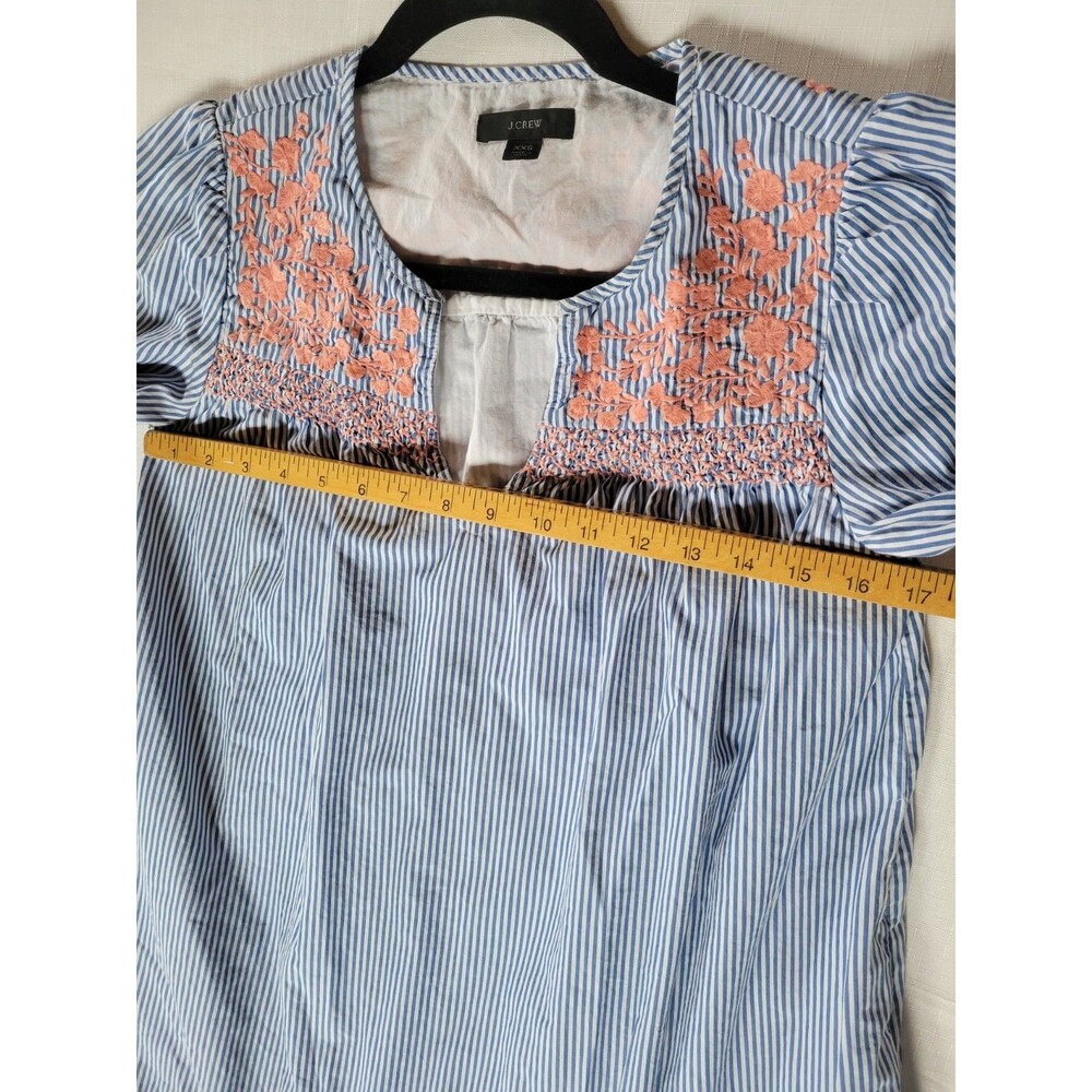 J. Crew Embroidered Popover Dress With Ruffle Hem SZ XXS  100% Cotton - Picture 8 of 11